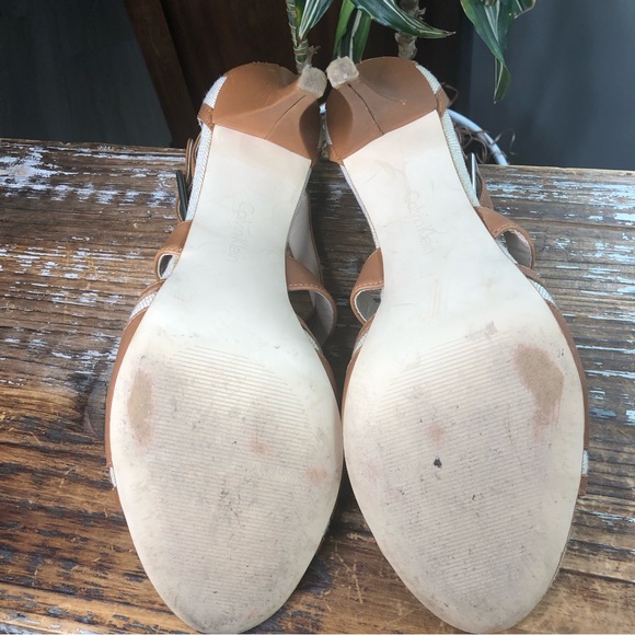 Calvin Klein Size 11 Zahara Linen and Calf-leather Sandal - Picture 5 of 6